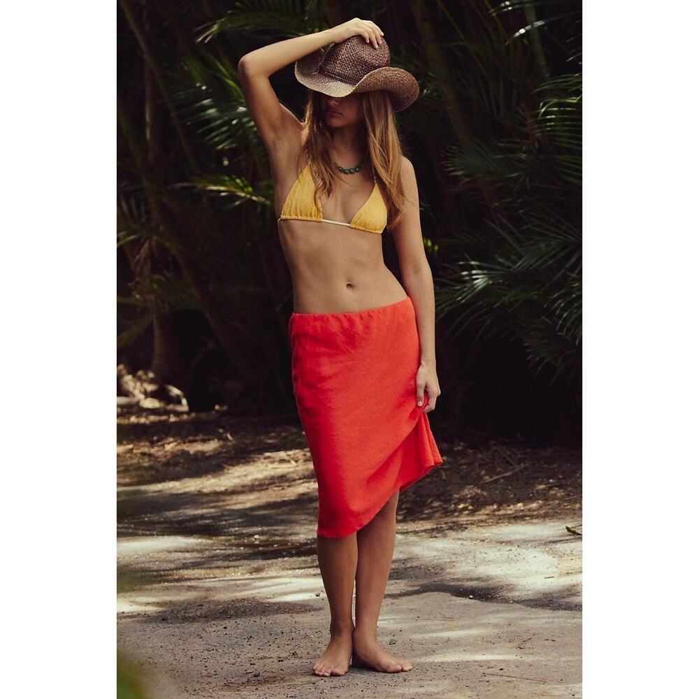 Free People Free-Est My Little Midi Skirt Column Style Cherry Tomato XS 284734